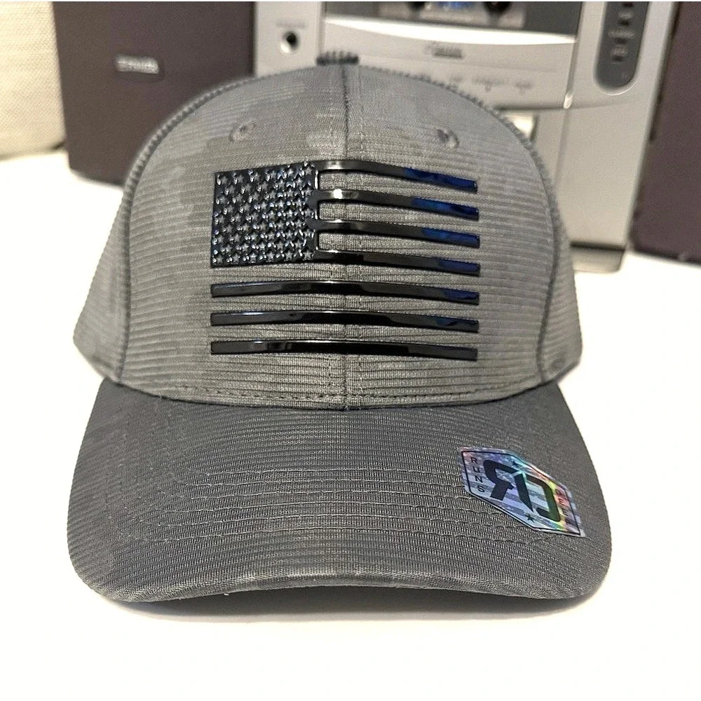 Runs Deep Premium Tactical American Flag Sueded Snapback Cap Hat Gray SubtleCamo